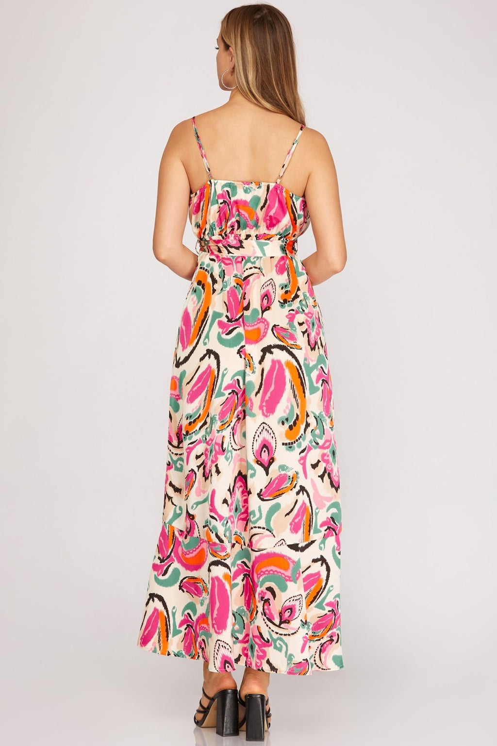Back view of the POP THE BUBBLY DRESS from Raggdoll Boutique, perfect for summer outfits in Port Aransas.