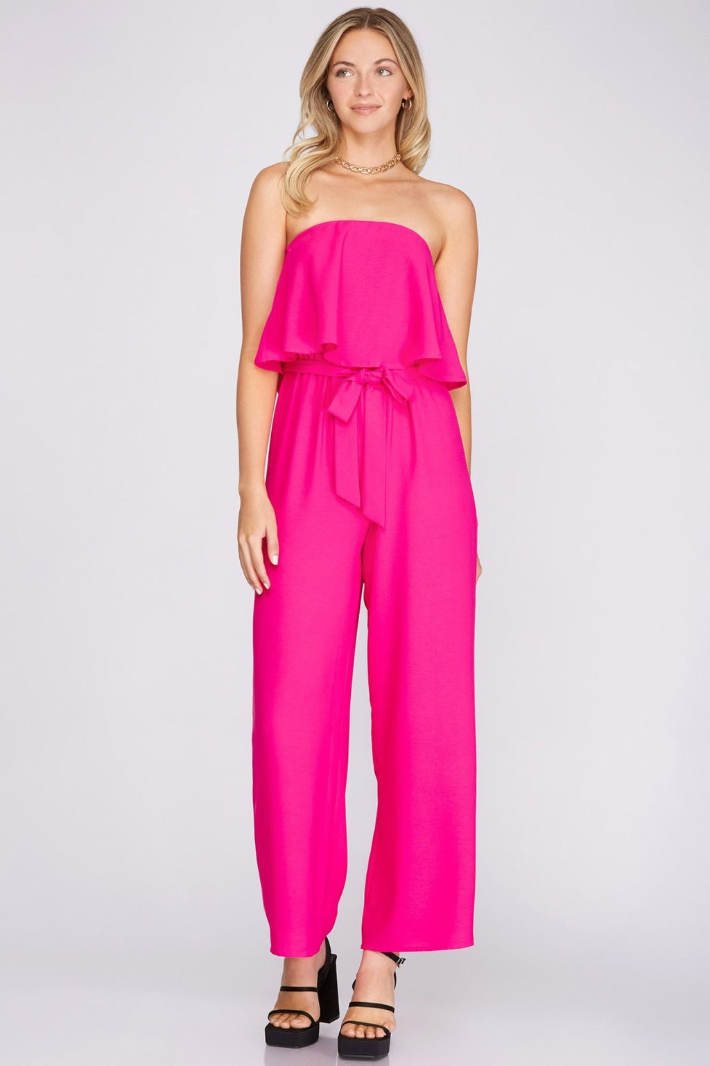 FUSHIA JUMPSUIT from Raggdoll Boutique, perfect for summer outfits Texas and vacation wardrobe boutique.