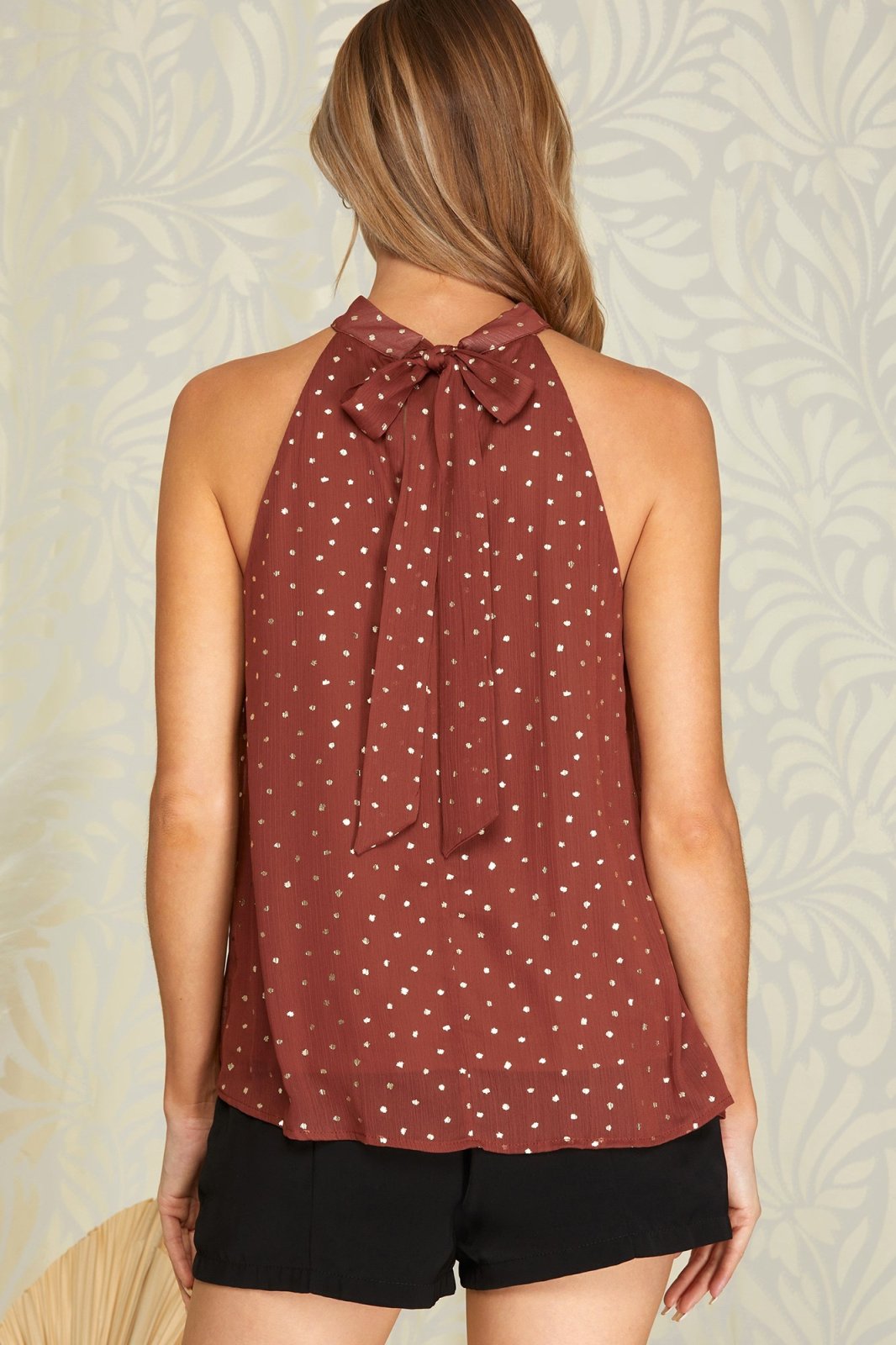 Cinnamon with Gold Detail Top from Raggdoll Boutique, perfect for summer outfits Texas and trendy coastal style.