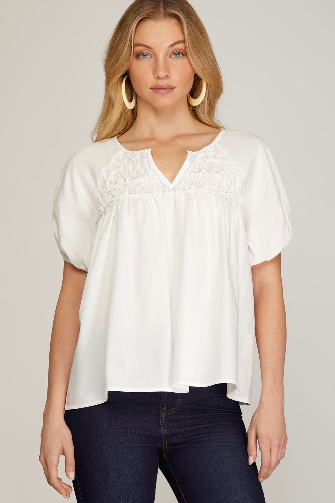 White textured poplin top, perfect for coastal boutique clothing and tropical vacation dresses.