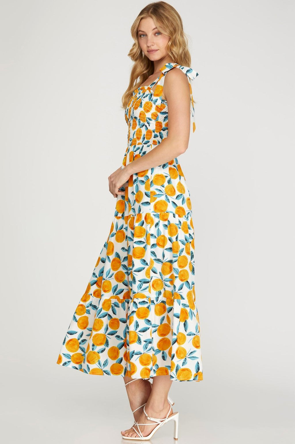 Orange You in Love Dress!! featuring a vibrant citrus print, perfect for summer outfits from Raggdoll Boutique.