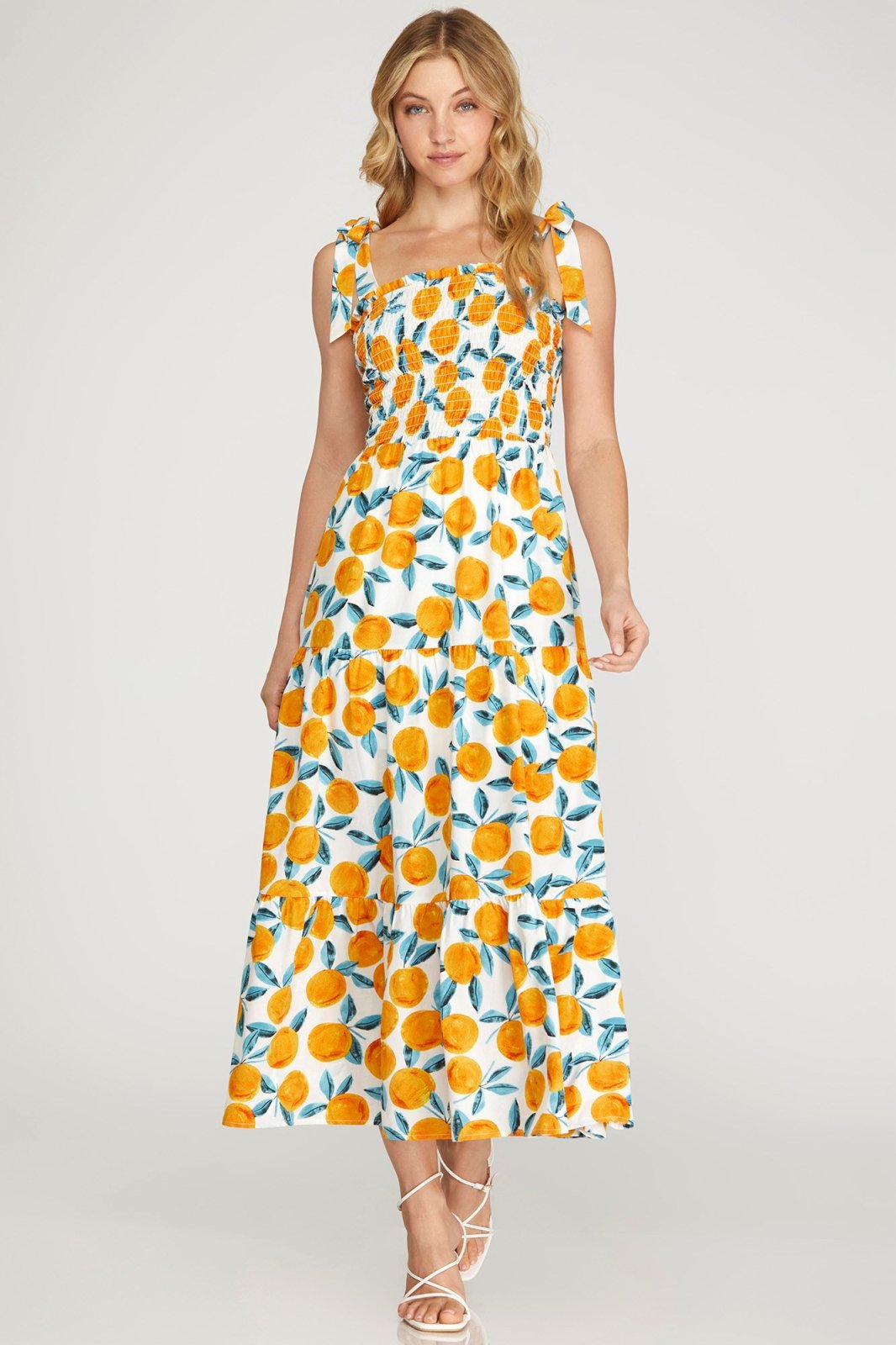 Orange You in Love Dress!! from Raggdoll Boutique featuring a citrus print and side pockets for trendy coastal style.