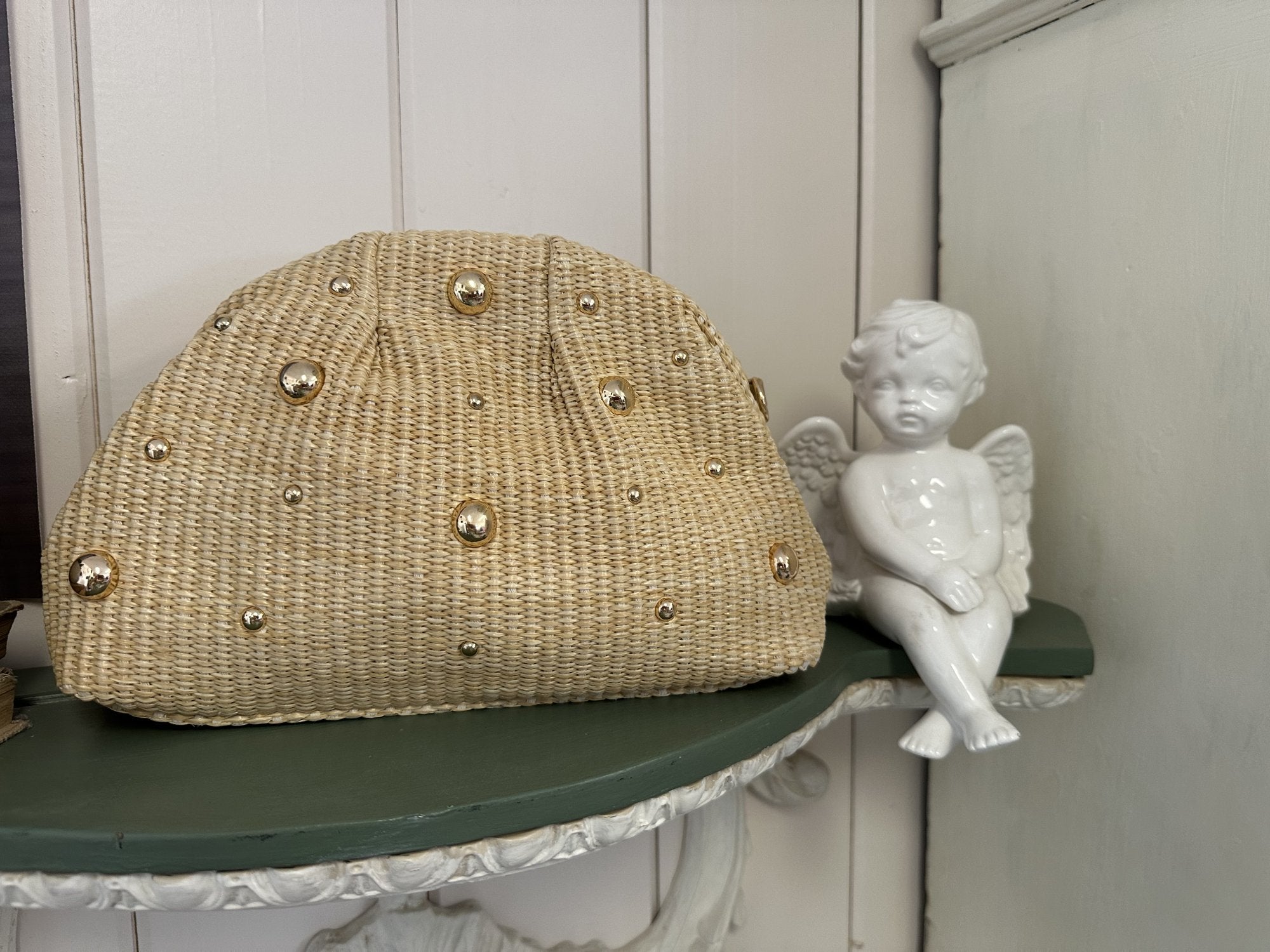 Isabella Bag featuring stylish gold accents, ideal for coastal boutique clothing and tropical vacation dresses.