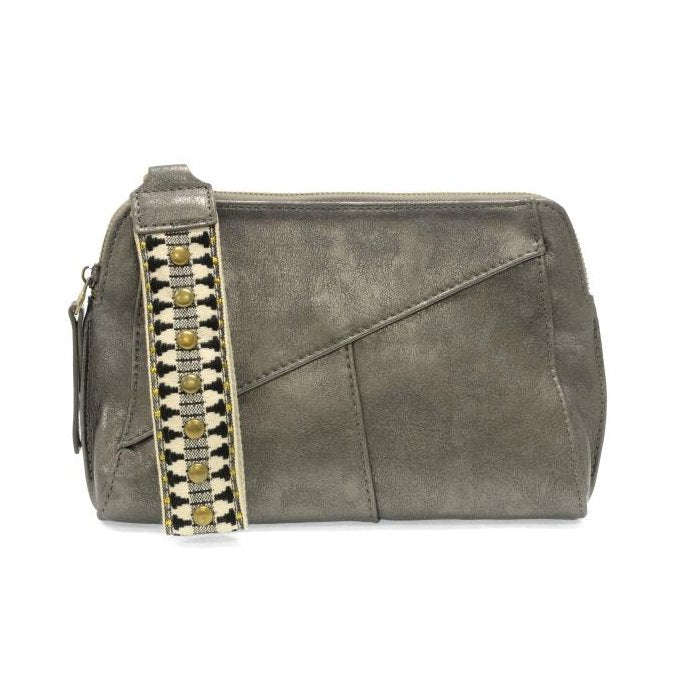 Gigi- Metallic Dk Chrome Crossbody w/Woven Strap
