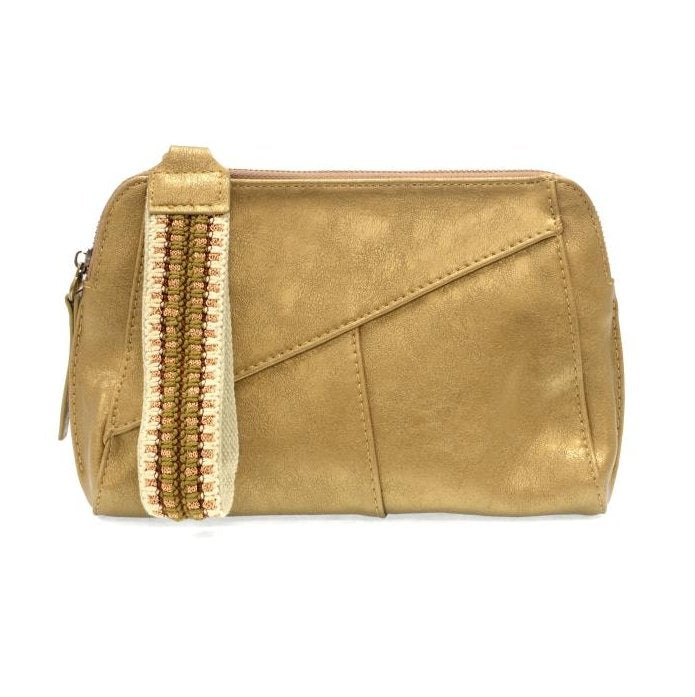 Gigi- Metallic Gold Crossbody w/Woven Strap