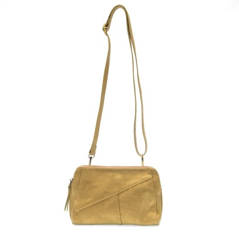 Gigi- Metallic Gold Crossbody w/Woven Strap