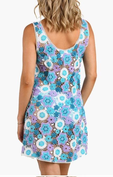 Happy Cover-Up Crochet Dress -Lagoon