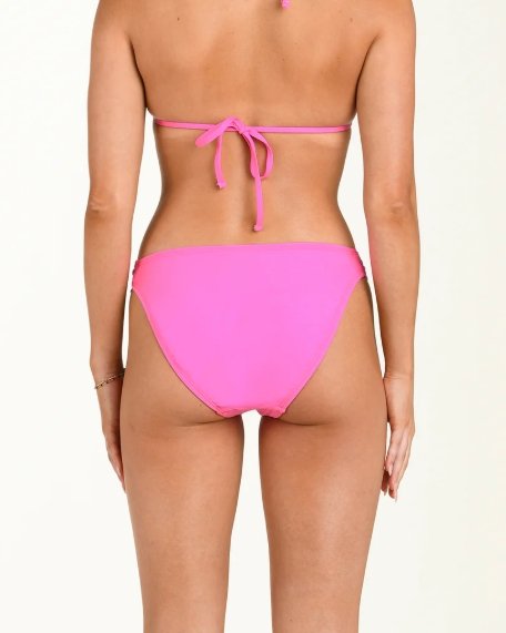 Solids Pleated Triangle Bikini Top - Pop Pink