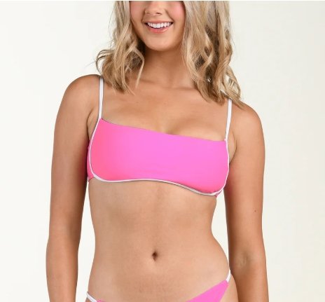 Solids Contrast Trim Bikini Top - Pop Pink
