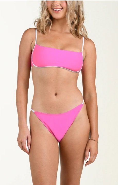 Solids Contrast Trim Bikini Top - Pop Pink