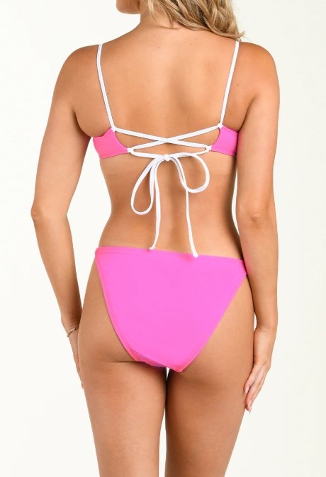 Solids Contrast Trim Bikini Top - Pop Pink