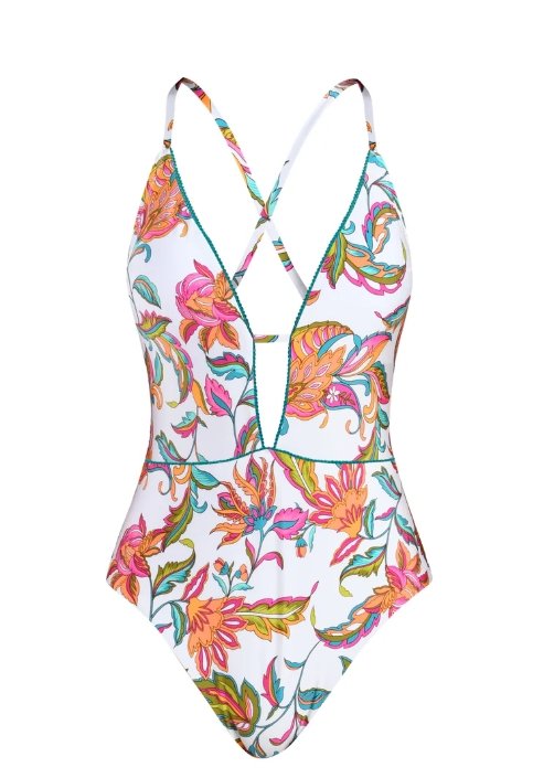 Wild Vines Keyhole V-Plunge One Piece