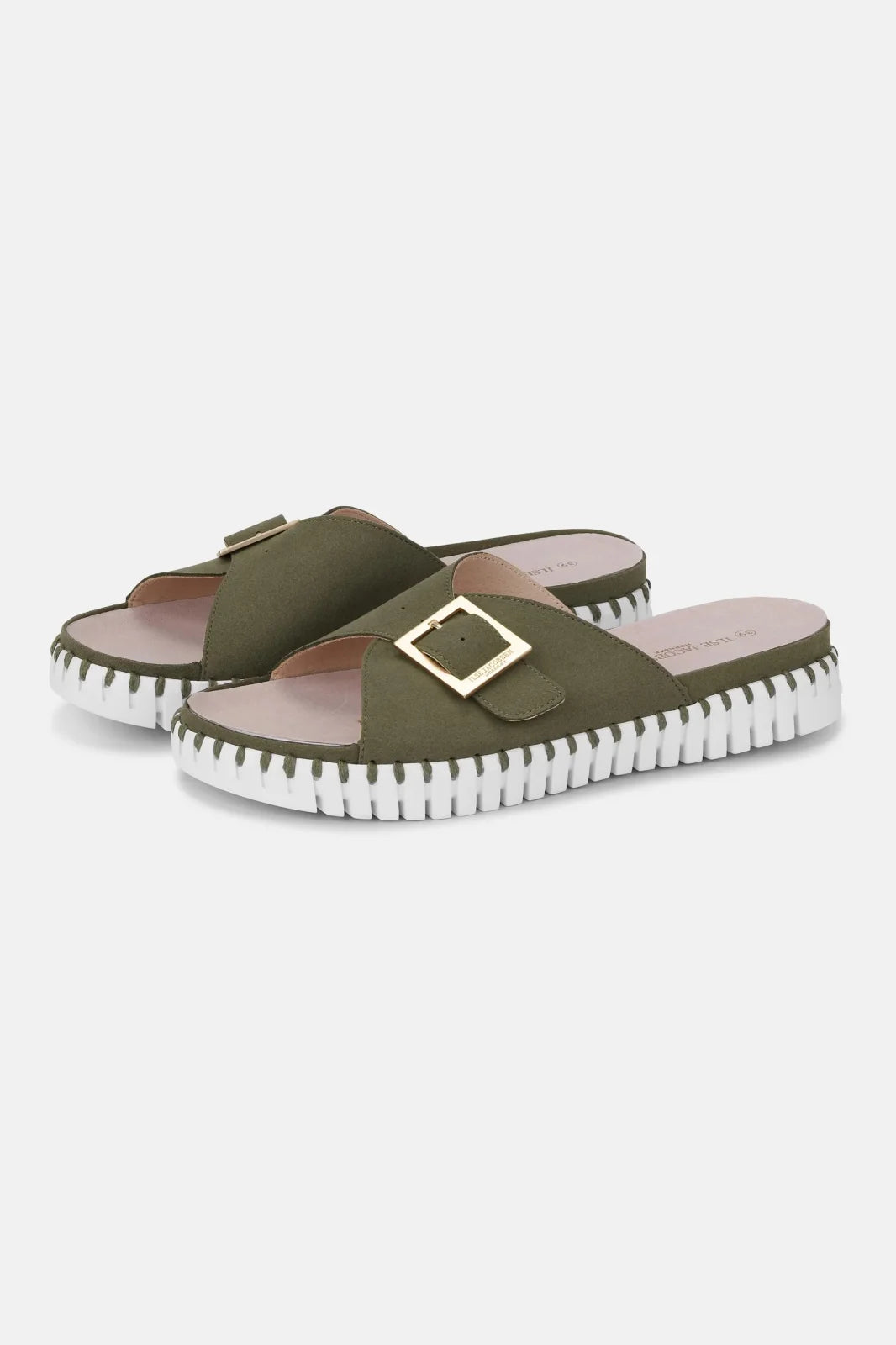 Ilse Jacobsen One-Buckle Sandal in Deep Olive  1035