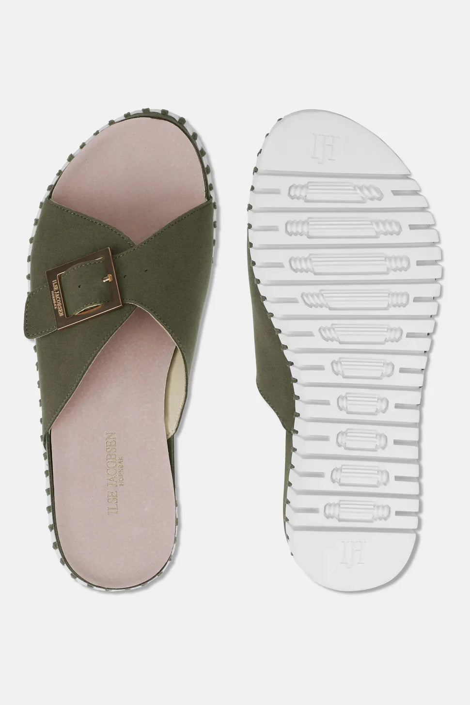 Ilse Jacobsen One-Buckle Sandal in Deep Olive  1035