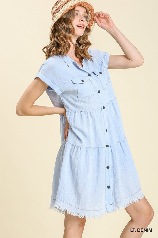 DENIM FOR DAYS DRESS styled for summer at Raggdoll Boutique, Port Aransas boutique with trendy coastal style.