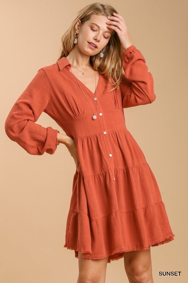 SUNSET TIERED DRESS from Raggdoll Boutique in trendy coastal style for summer outfits Texas.