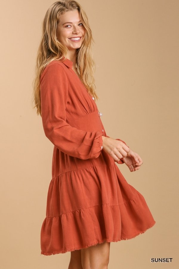 SUNSET TIERED DRESS from Raggdoll Boutique, perfect for summer outfits in Texas and trendy coastal style.