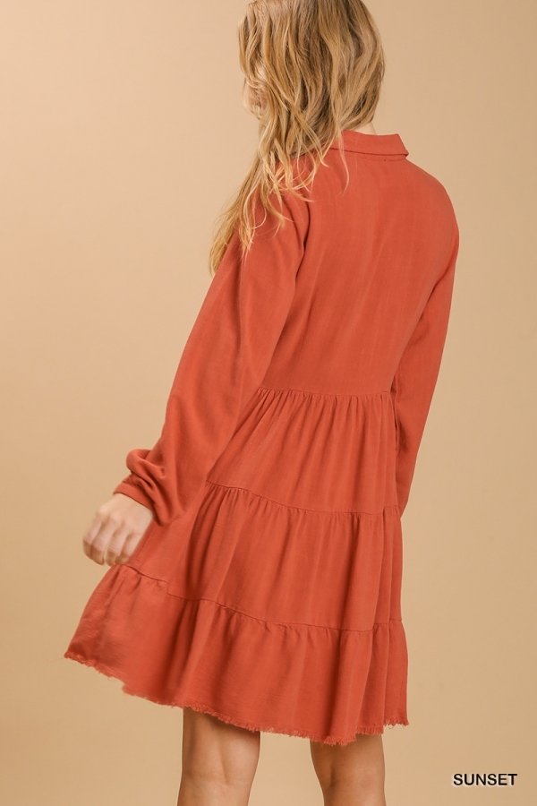 Back view of SUNSET TIERED DRESS from Raggdoll Boutique, showcasing trendy coastal style and summer outfits Texas.