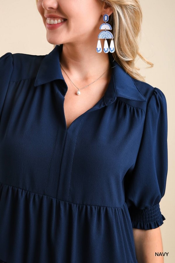 NAVY TIERED MIDI from Raggdoll Boutique featuring trendy coastal style and summer outfits Texas.