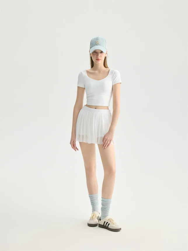 Leah Mesh Skirt-White