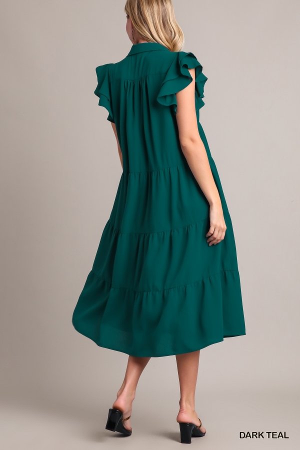 Teal So Lovely Dress showcasing back view, perfect for coastal boutique clothing and tropical vacation dresses.