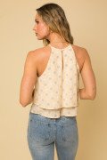 PLUS YELLOW FLORAL LAYERED TOP showcasing a sleeveless design, perfect for trendy coastal style at Raggdoll Boutique.