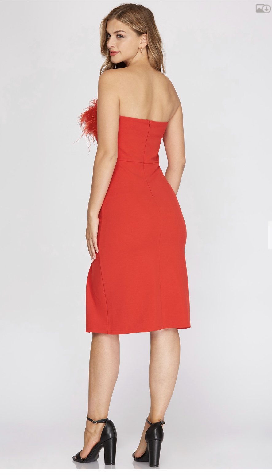 Back view of SANTA BABY HOLIDAY DRESS in red, showcasing trendy style from Raggdoll Boutique.