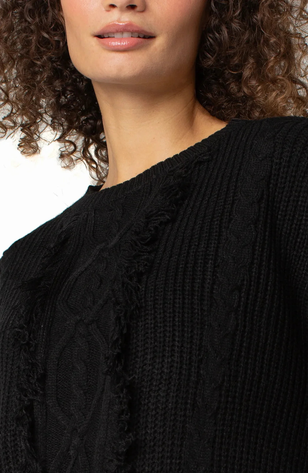 Black Sweater with Fringe Detail