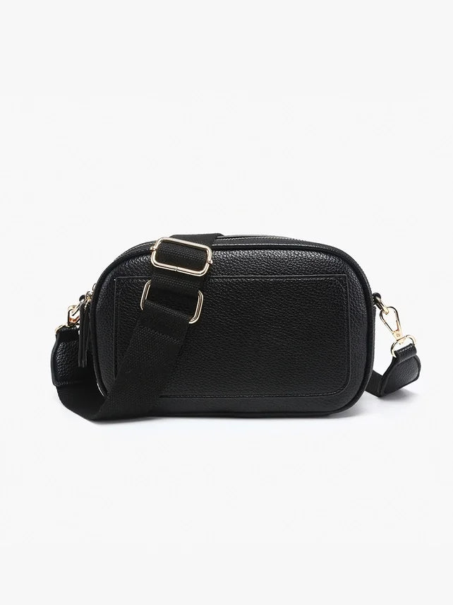 Sky Dual Zip Crossbody w/ Slip Pocket-Black