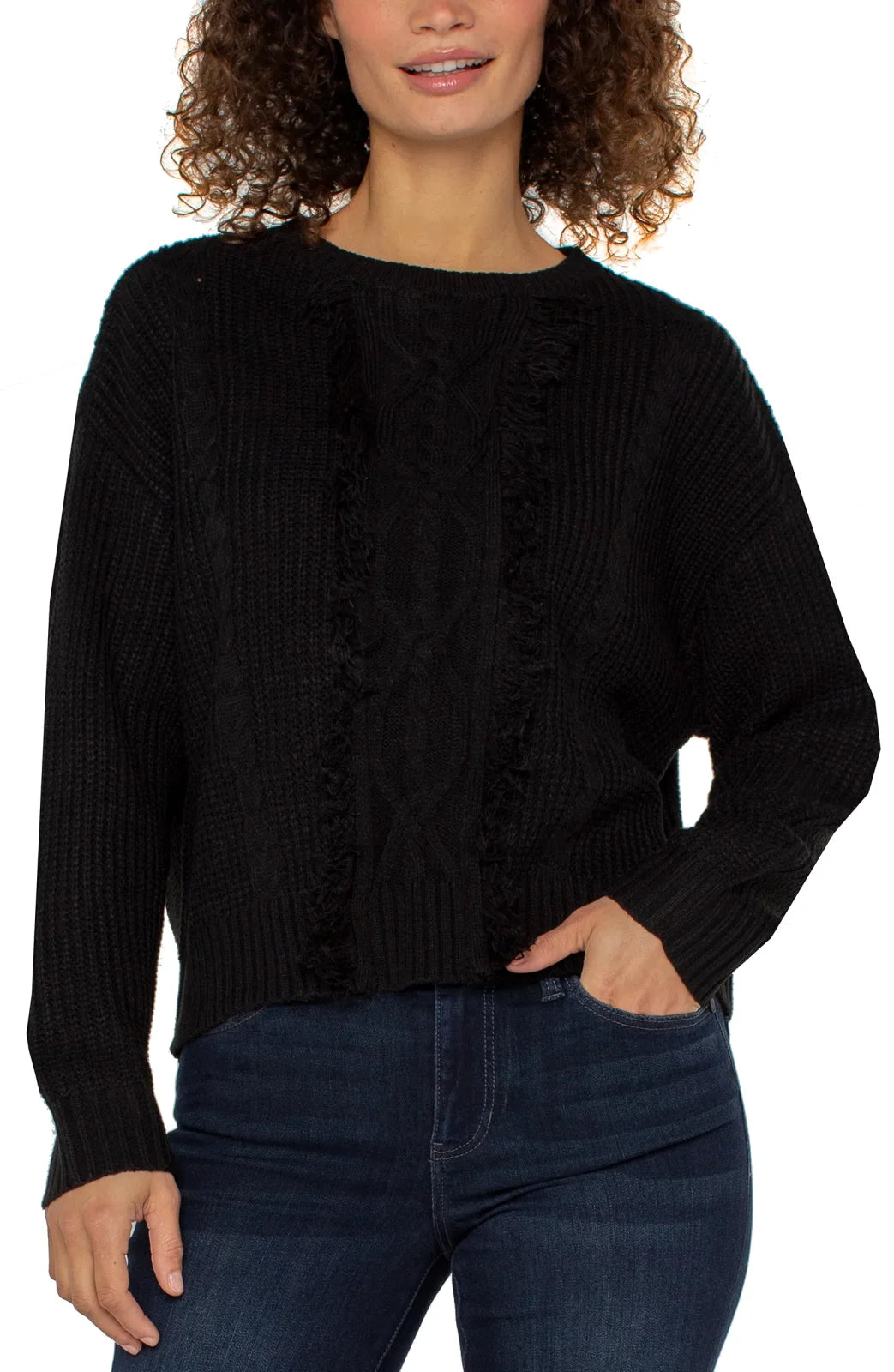 Black Sweater with Fringe Detail