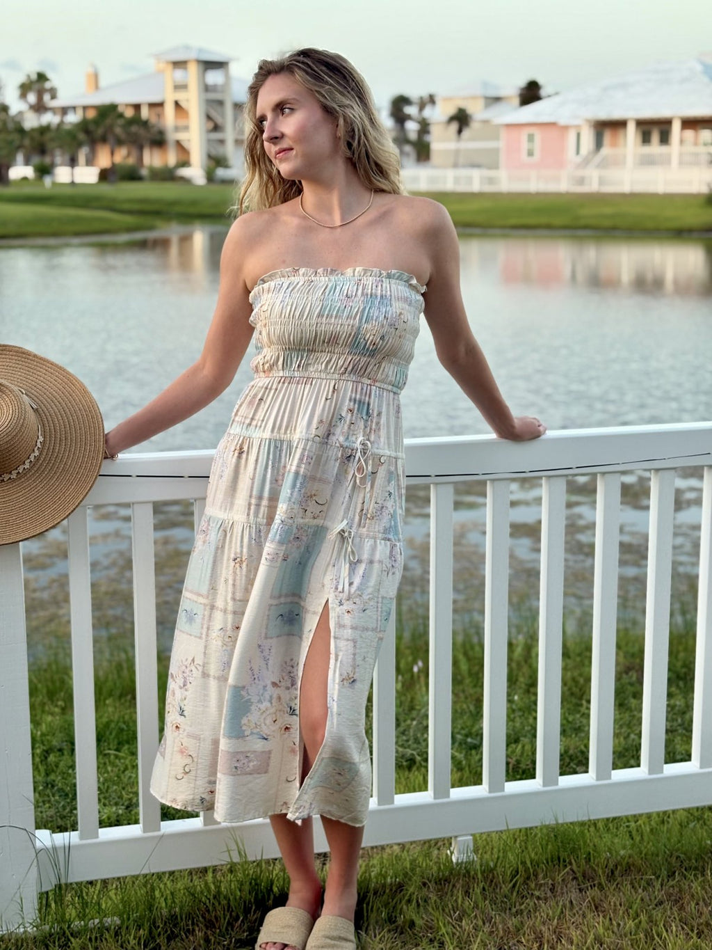 Mollie Dress from Raggdoll Boutique, a coastal fashion style with soft colors and tiered design, perfect for summer outfits Texas.