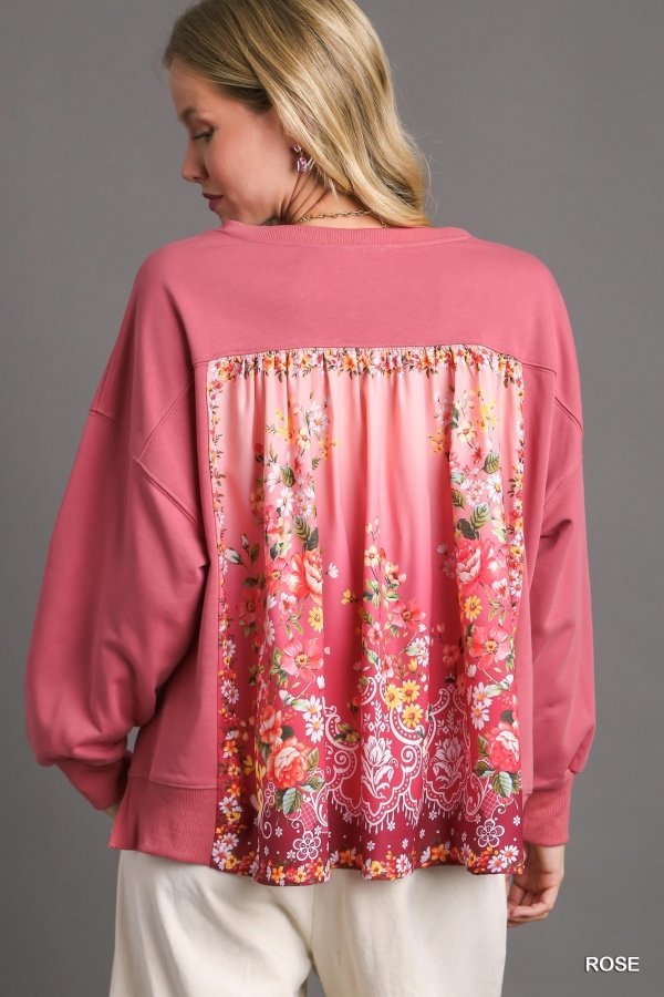 ROSE TOP FLORAL BACK PANEL featuring a floral design perfect for summer outfits Texas from Raggdoll Boutique.