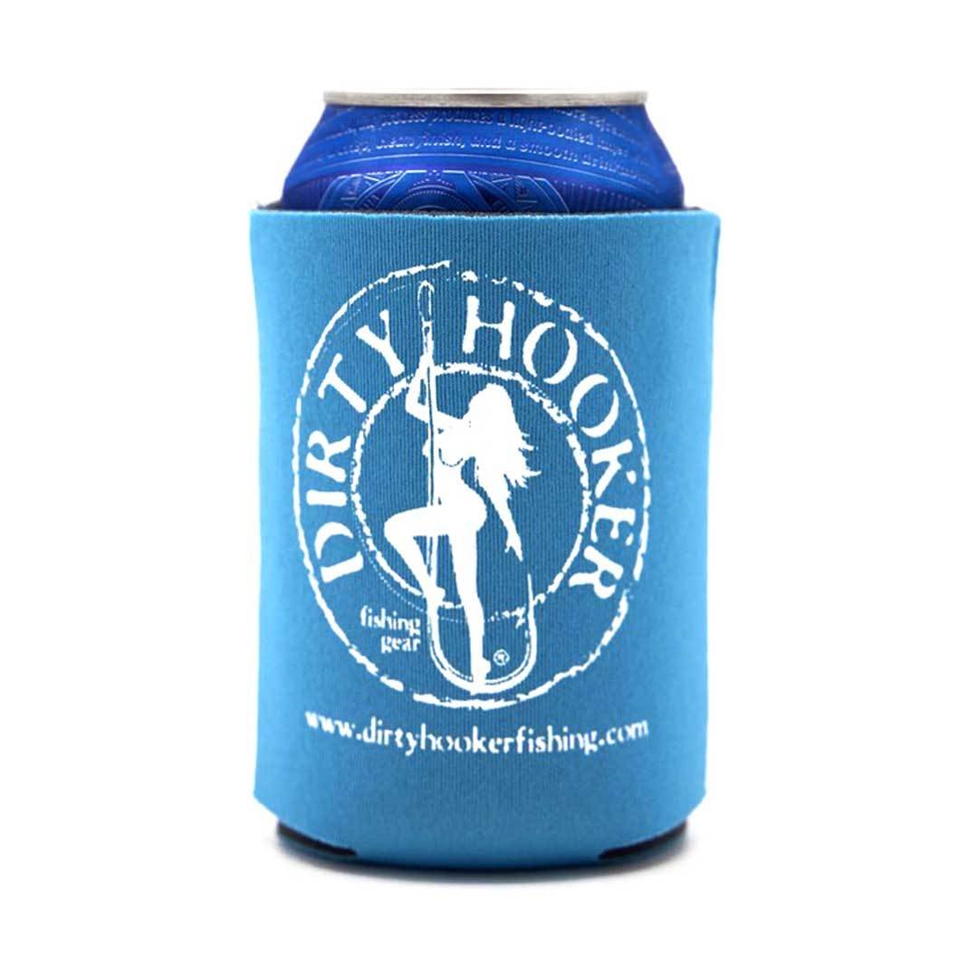 Dirty Hooker Classic Koozie Aqua with a blue can, perfect for keeping drinks cold on summer outings.