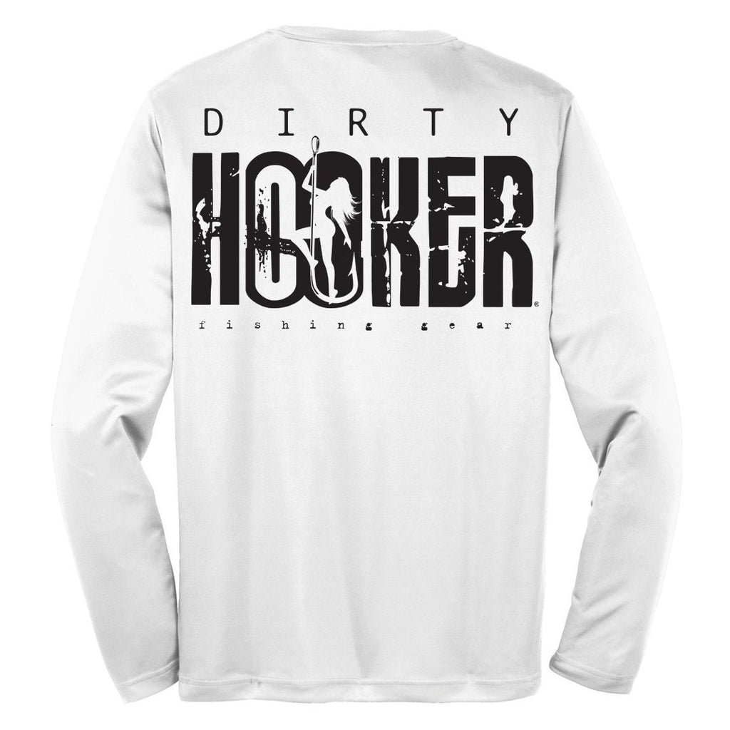 Dirty Hooker Classic Long Sleeve Dry Fit White from Raggdoll Boutique, trendy coastal style for summer outfits Texas.