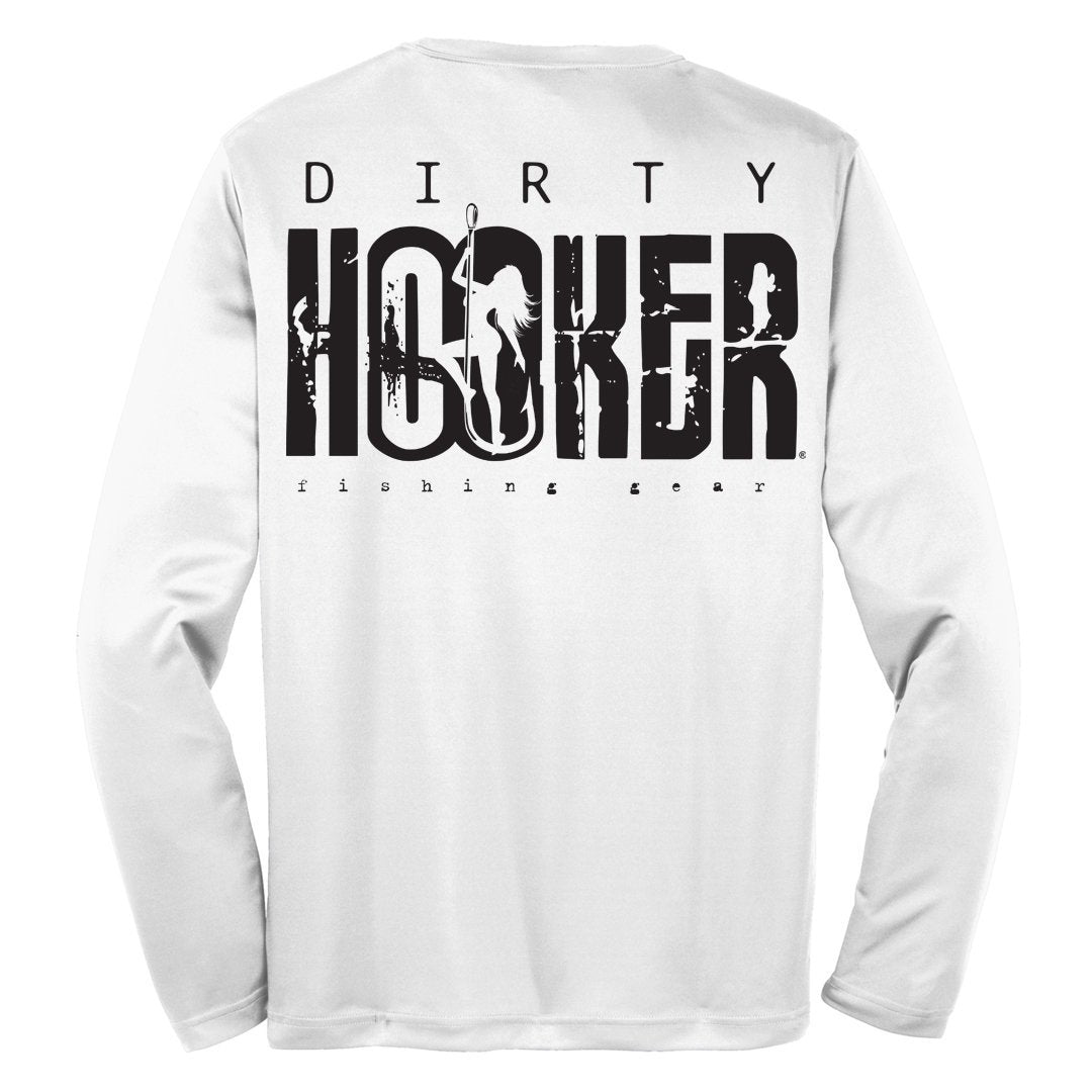 Dirty Hooker Classic Long Sleeve Dry Fit White from Raggdoll Boutique, trendy coastal style for summer outfits Texas.