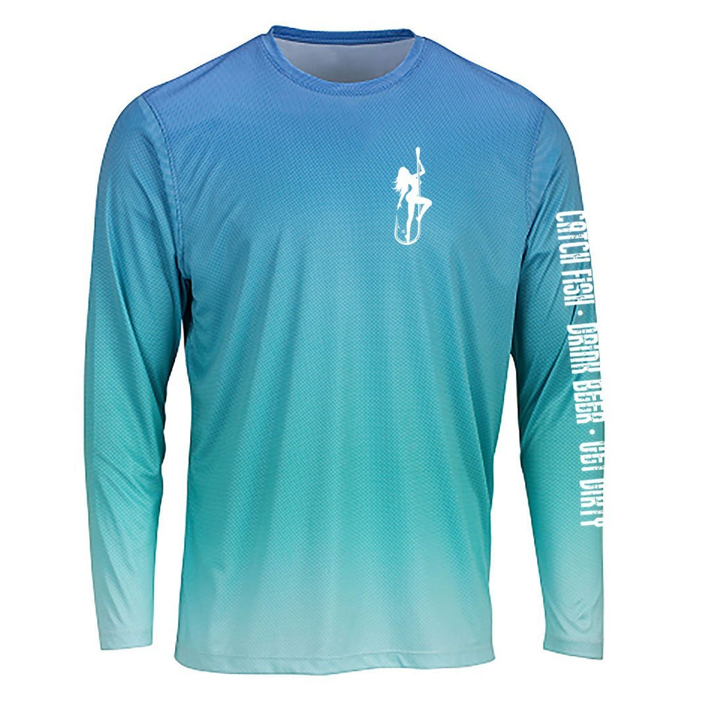 Dirty Hooker Special Edition UPF Long Sleeve Dry Fit Aqua from Raggdoll Boutique, trendy coastal style shirt.