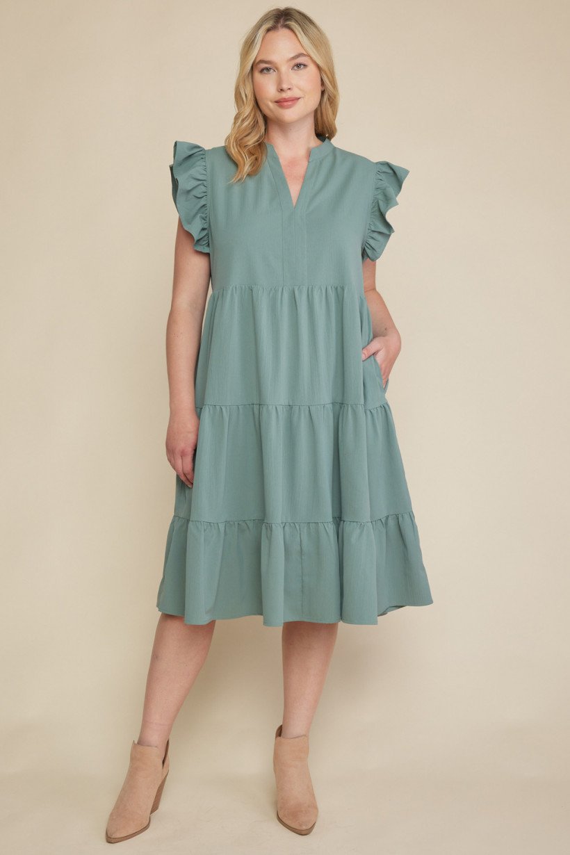 MADE FOR YOU DRESS IN SAGE from Raggdoll Boutique, perfect for trendy coastal style and summer outfits Texas.
