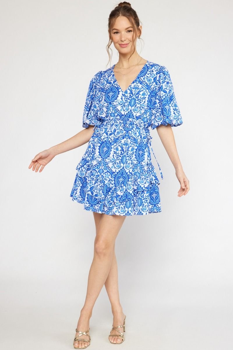 BOLD BLUE BLOOMS DRESS from Raggdoll Boutique, perfect for coastal fashion and summer outfits in Port Aransas.