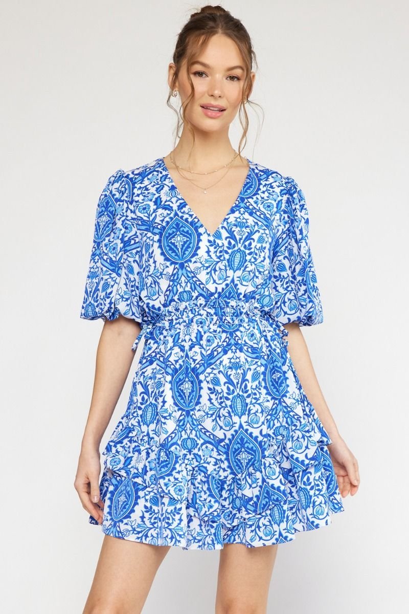 BOLD BLUE BLOOMS DRESS from Raggdoll Boutique, trendy coastal style for summer outfits in Port Aransas.
