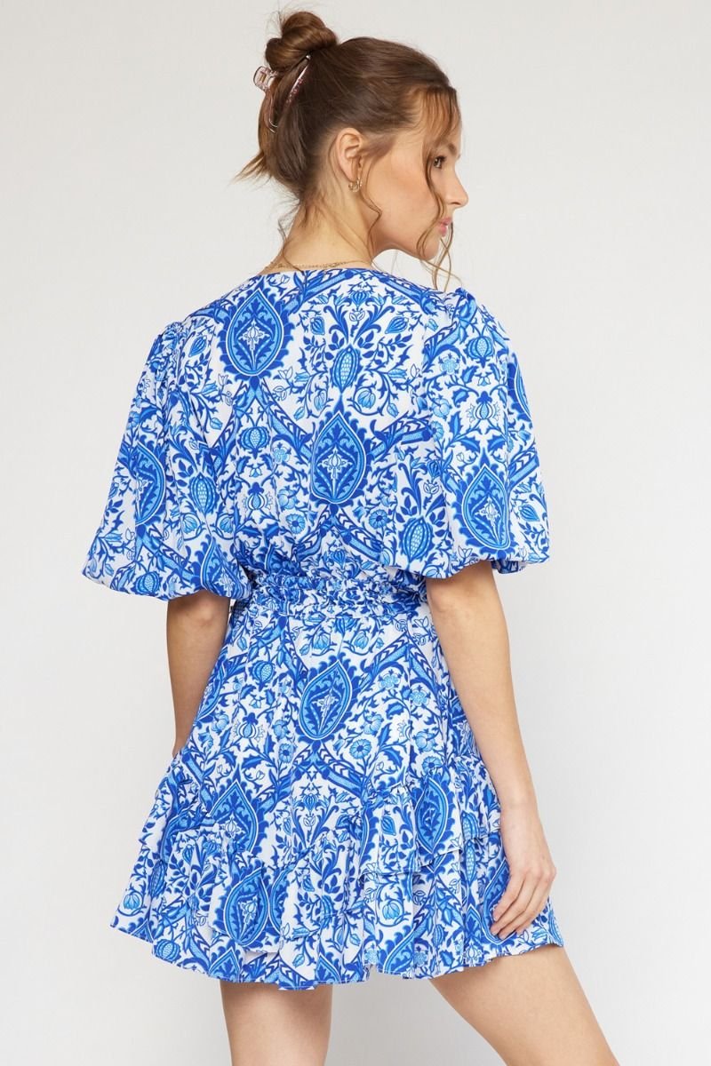 BOLD BLUE BLOOMS DRESS showcased at Raggdoll Boutique, perfect for summer outfits in Port Aransas with free shipping.