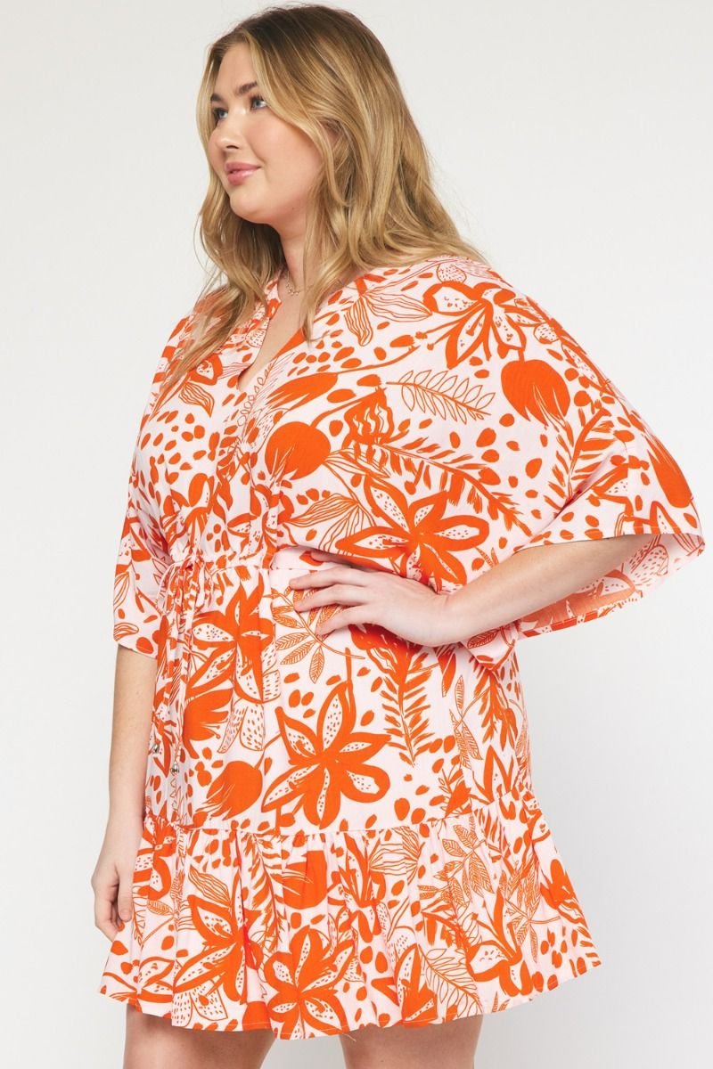 PLUS MIMOSA TIME DRESS showcased in vibrant floral print, perfect for summer outfits Texas from Raggdoll Boutique.