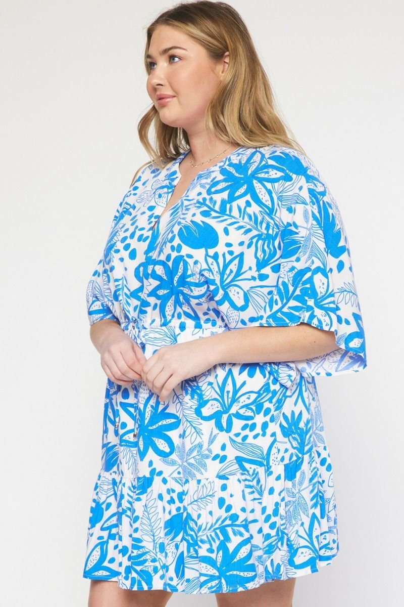 PLUS BLUE AND WHITE DRESS from Raggdoll Boutique, perfect for women’s clothing Port Aransas and summer outfits Texas.