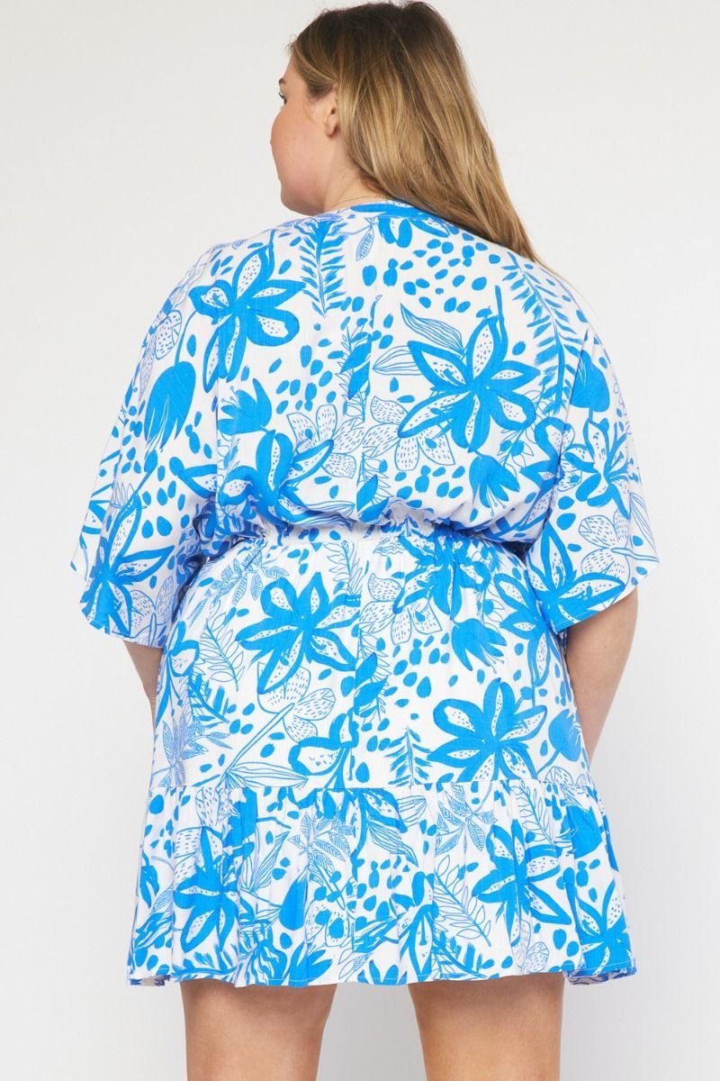PLUS BLUE AND WHITE DRESS perfect for summer outfits at Raggdoll Boutique, Port Aransas boutique, trendy coastal style.