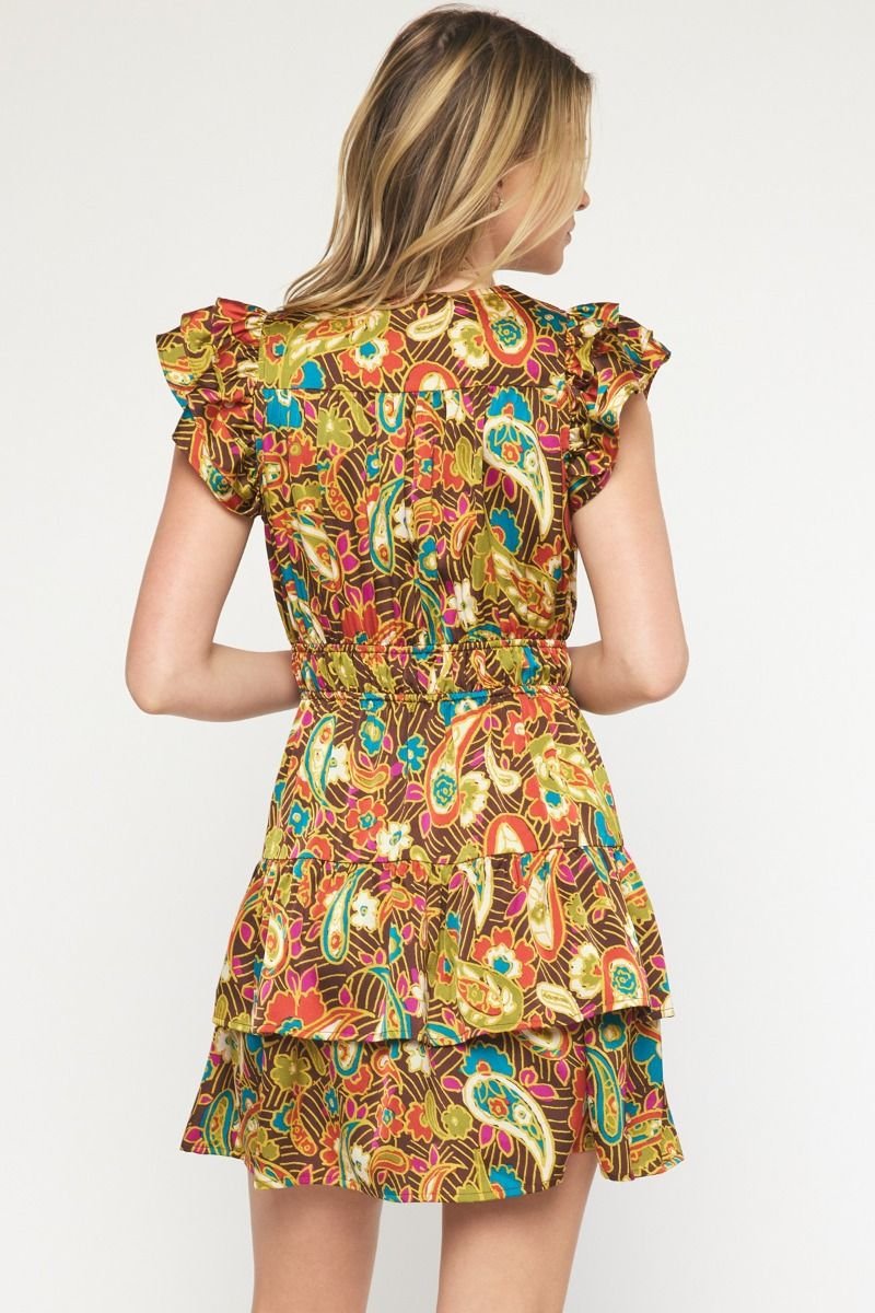 Back view of IT'S A DATE DRESS from Raggdoll Boutique, showcasing trendy coastal style with colorful patterns.
