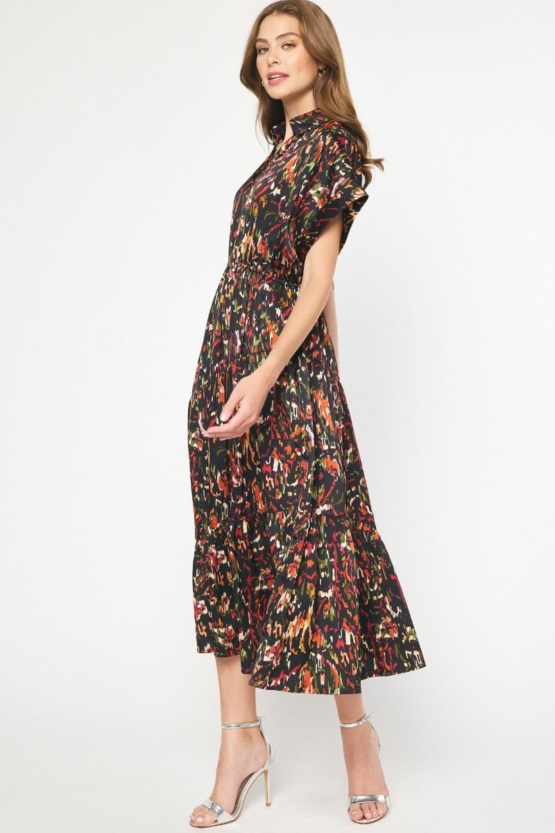 MID-WINTERS NIGHT MIX MAXI DRESS styled for trendy coastal fashion at Raggdoll Boutique, Port Aransas.