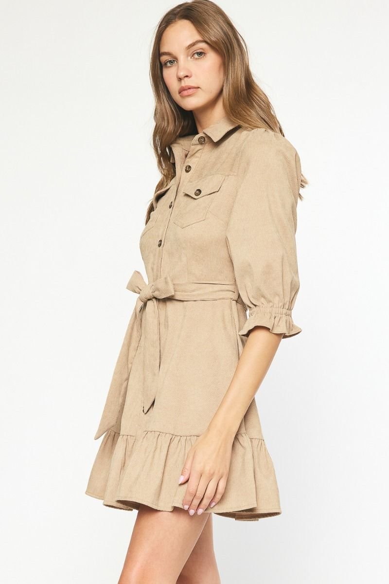 Model wearing the FALLS BEST DRESS from Raggdoll Boutique, showcasing trendy coastal style.