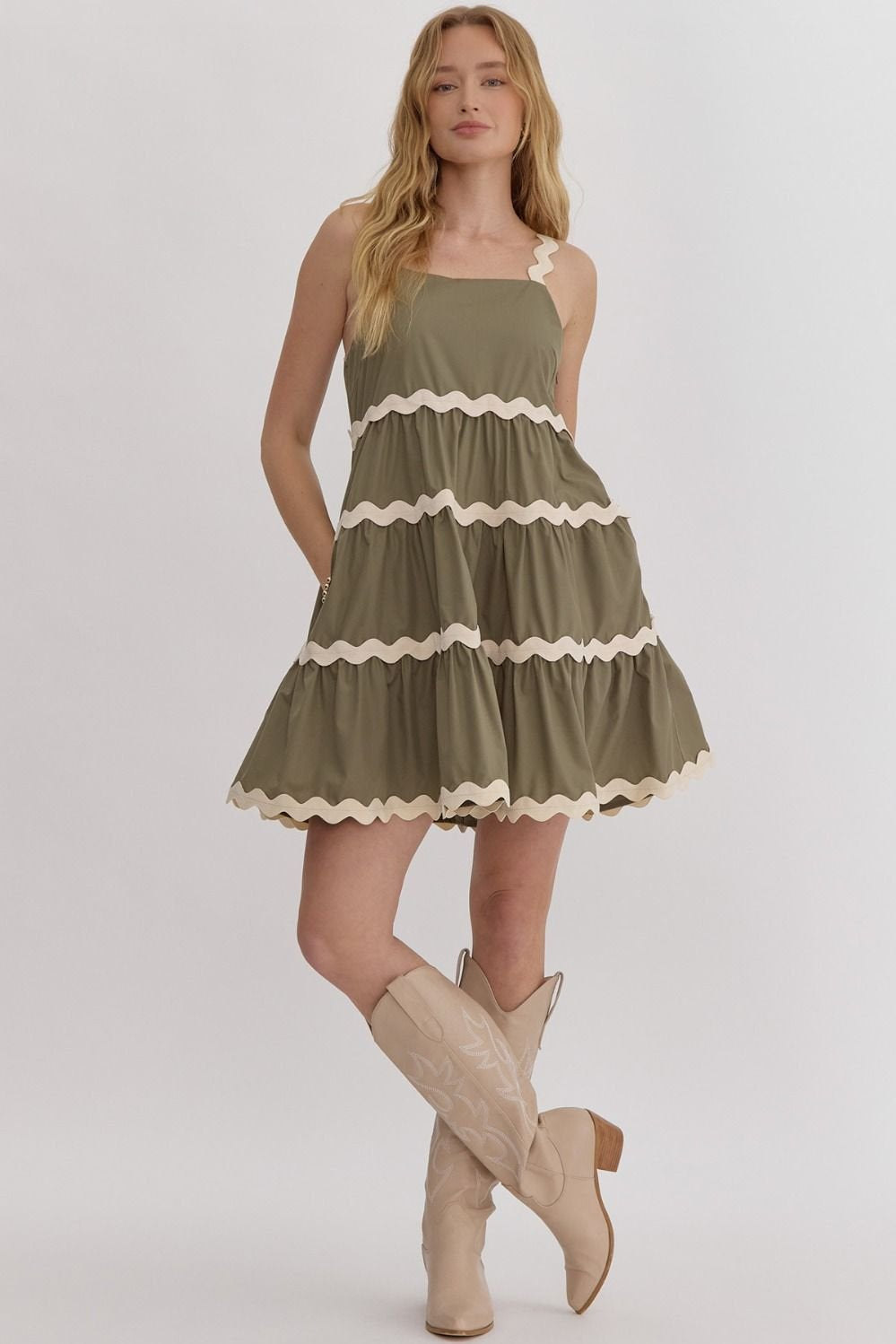Olive Dress from Raggdoll Boutique, perfect for summer outfits Texas and coastal fashion boutique in Port Aransas.