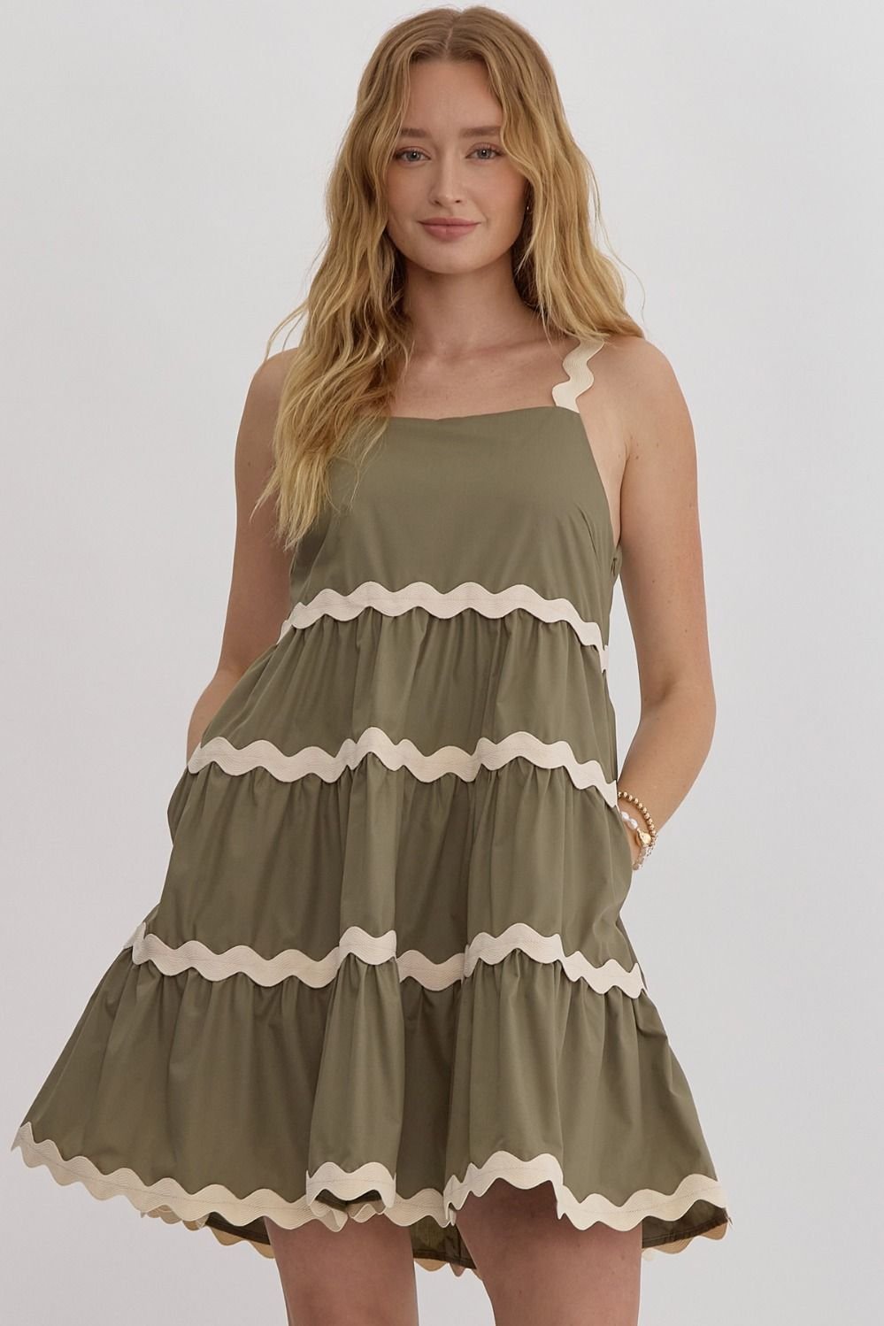 Olive Dress from Raggdoll Boutique, perfect for summer outfits Texas and trendy coastal style, available with free shipping.