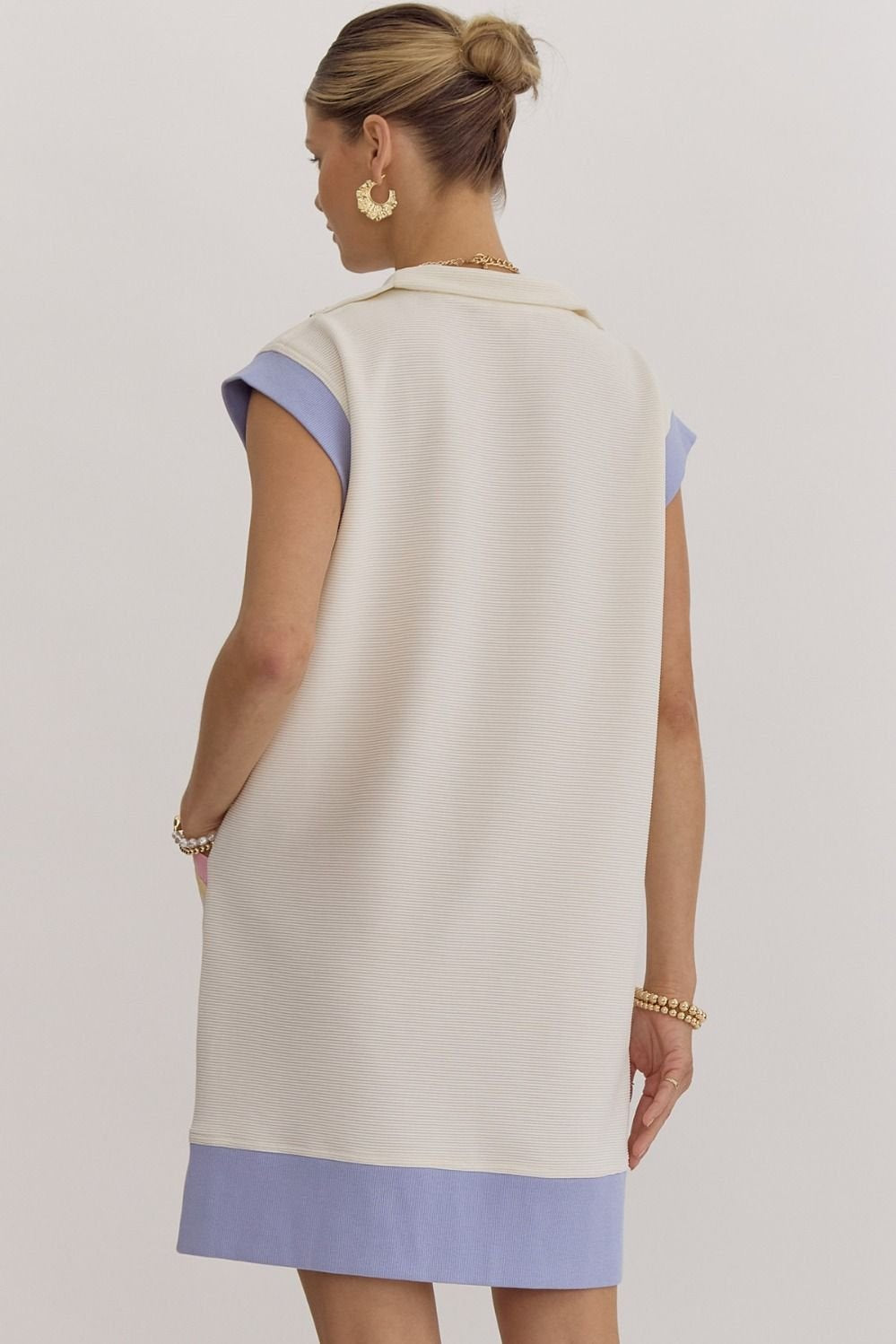 Back view of Kelly Dress, perfect for coastal boutique clothing and tropical vacation dresses, ideal for curvy plus size fashion.