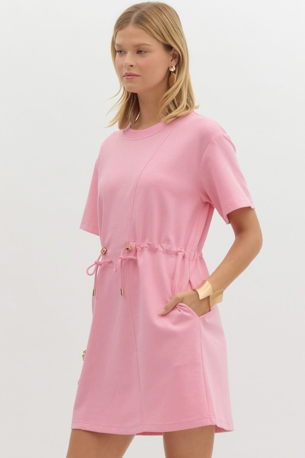 Bailey Dress in pink, perfect for beach outings, showcasing stylish design from a coastal boutique clothing. Ideal tropical vacation dress.